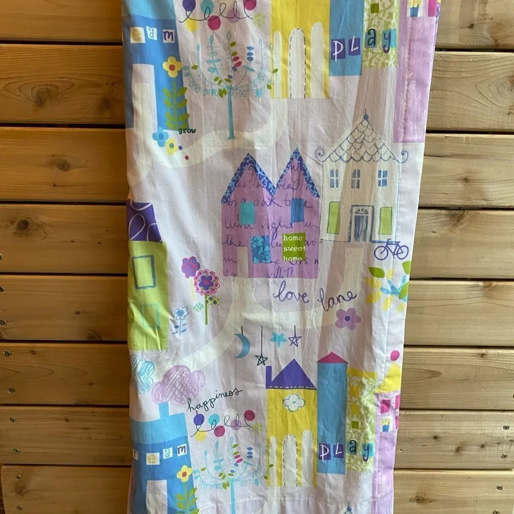 Simple Adorable Girls Pastel Home Sweet Home House design Curtain Set